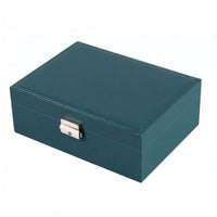 PU Leather Jewelry Box Metal Clasp Accessory Storage Textured Finish