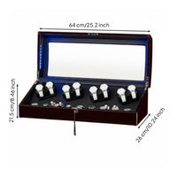 8+9 Watch Winder Box Multiple Rotation Modes Automatic Watch Winder Jewelry Storage Sturdy Wood Construction Lid Activated Stop