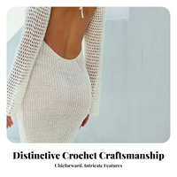 Crochet Handmade Dress, Hollow Knit, Backless, Slit, Home