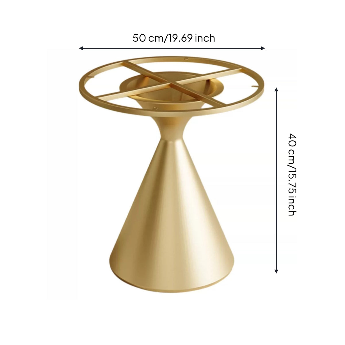 Conical Table Base Metallic-Look Finish Cross Braced Base Support Metal Table Pedestal Reinforced Furniture Part No Assembly