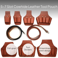 Leather Tool Belt with Multiple Pockets for Electricians