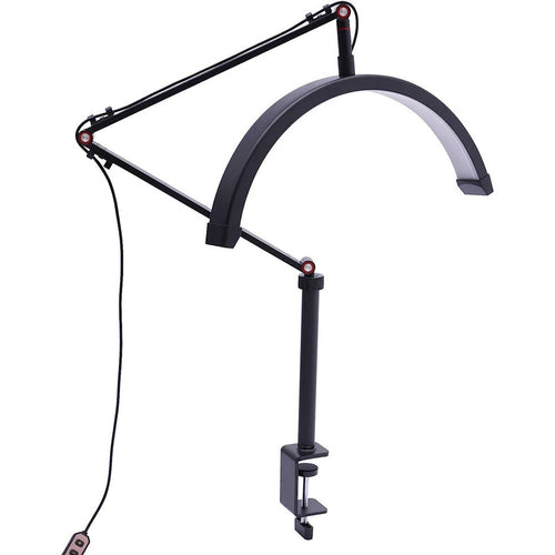 Articulated Joints Circular Light with Stand Height Adjustable Clamp Circular Light Black Lighting Equipment for Makeup, Live Broadcasting, Photo Taking