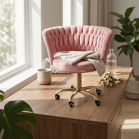 Tufted Swivel Chair Padded Seating Curved Backrest