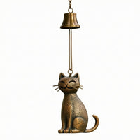 Cat Wind Chime Small Bell Bronze Cat Chime Outdoor Use for Garden