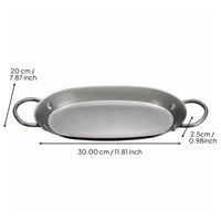 Oval Handled Serving Tray Two Handles Vintage Design Stainless Steel Plate Industrial Snack Platter for Restaurant Owners, Bar, Cafe