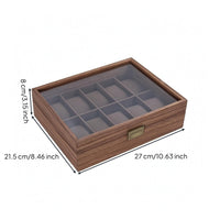 Wooden Watch Box Compartmented Watch Display Box Metal Latch