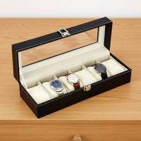 Multi-Compartment Watch Holder Clear View Lid Glass Top Watch Collection Box Individual Accessory Storage Dustproof Removable
