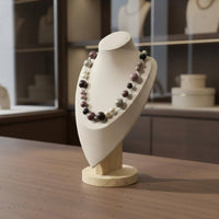 Necklace Display Bust Photography Prop Wooden Base Jewelry Bust Portrait Neck Display Stand Elegant Design Locket Chain Stand