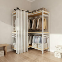 Accessible Corner Wardrobe Space-Saving Corner Garment Rack Accessible Clothes Rack Easy to Reach Metal Wardrobe Cabinet Large