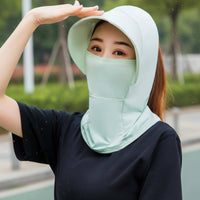 Ice Silk Sun Protection Cap Ponytail Opening Sun Protection Hood Mask for Hiking