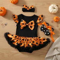3 Pieces Flutter Sleeve Tutu Romper Skin-Friendly Material for Photoshoot