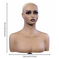 Female Mannequin Bust Skin-Toned PVC Mannequin Bust Smooth Surface Hairpiece Stand Head