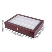 Watch Box with 24 Slots Shiny Watch Box with Glass Lid Cushioned