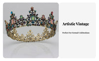 Colorful Crystal Crown Handmade Multicolored Crystal Crown Baroque Crystal Stone Tiara Headpiece for Entertainers, Weddings