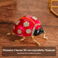 Keepsake Case Red Enamel Ladybug Box Collectible Gold Trim