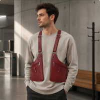 Double Shoulder Armpit Bag Multiple Compartments Shoulder Chest Bag Hands for Men, Travel, Outdoor