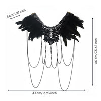 Lace Feather Shawl Medieval-Inspired Aesthetic Feather Shoulder Cape Luxury Look