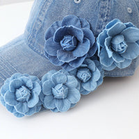Washed Jean Baseball Cap Elegant Look Floral Jean Cap Sun Shade for Outdoor