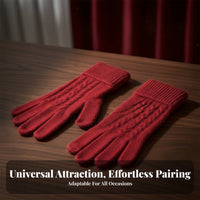Cashmere Five-Finger Gloves Soft Texture All-Gender Warm Gloves Winter Accessory Ribbed Knit Extended Wrist Coverage
