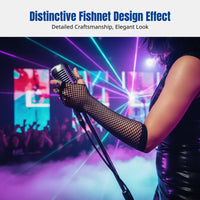 Long Fishnet Gloves, High Elastic Thick Mesh, Nightclub, Party, Stage, Cosplay, Unisex