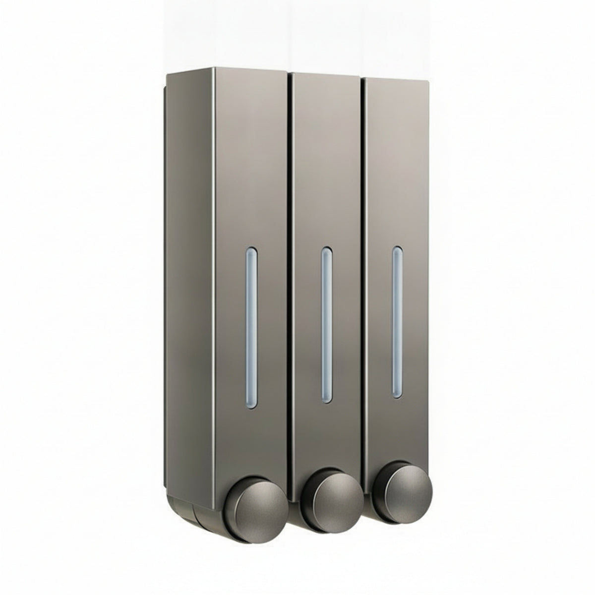 Three Chamber Soap Dispenser Silvery Finish Bathroom Supply Refillable