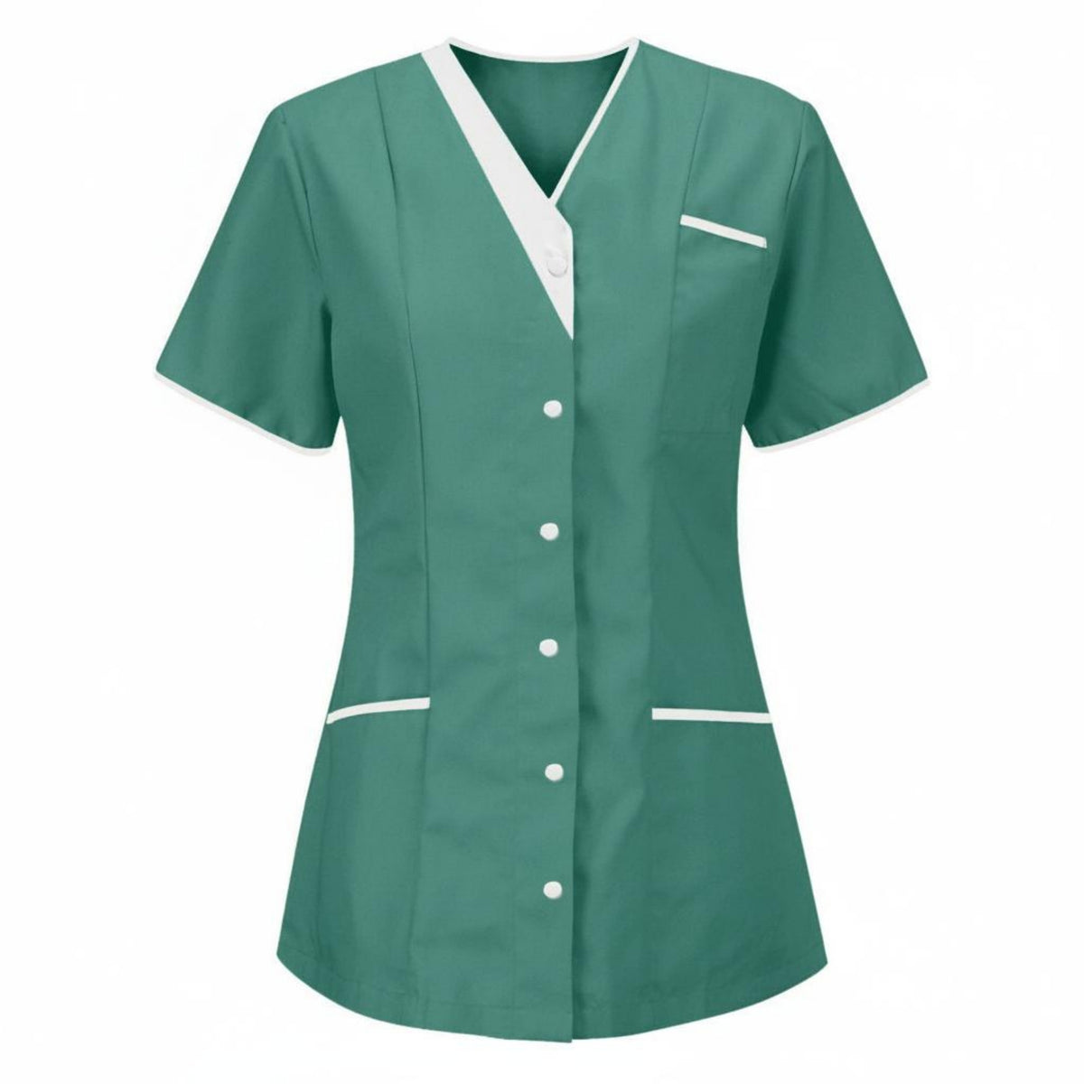 Short Sleeve Nurse Attire Shirt Contrast Trim Medical Top for Hospital, Nurses