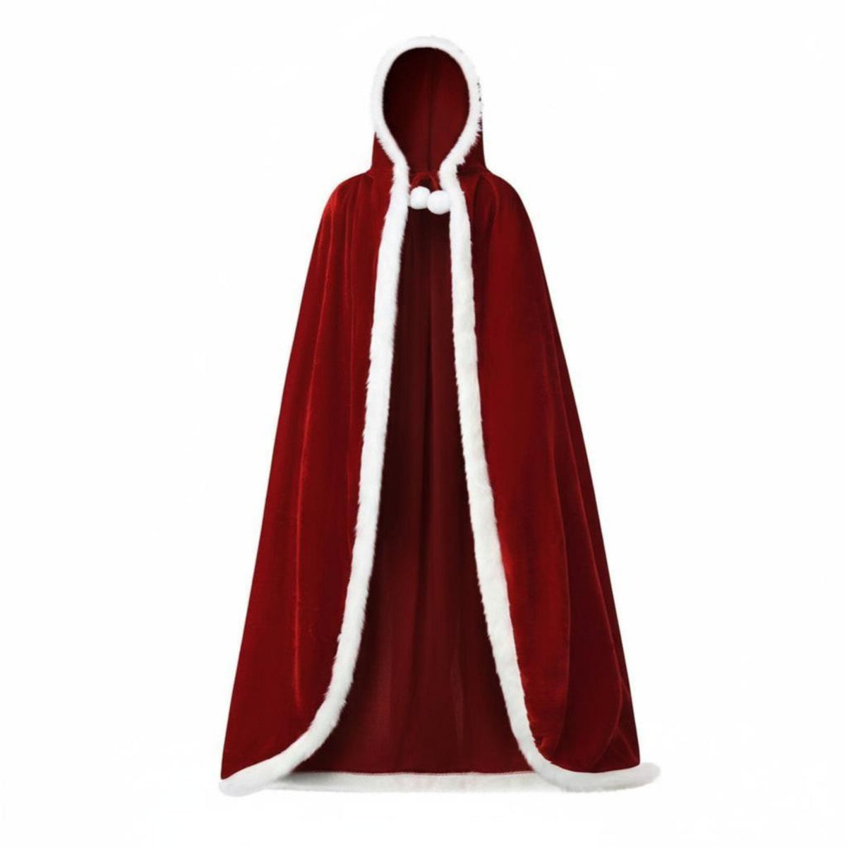 Christmas Velvet Cloak Tie Closure Full-Length Hooded Cloak Soft Texture for Men