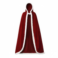 Christmas Velvet Cloak Tie Closure Full-Length Hooded Cloak Soft Texture for Men