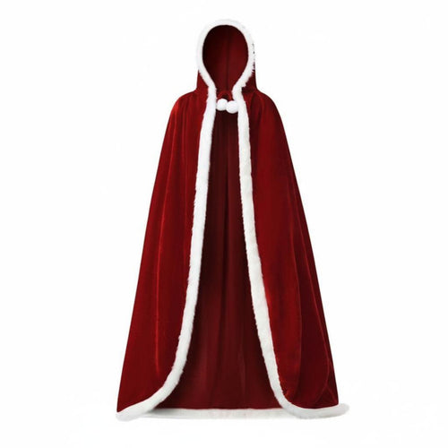 Christmas Velvet Cloak Tie Closure Full-Length Hooded Cloak Soft Texture for Men