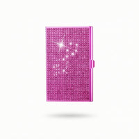 Card Holder with Latch Rhinestone Pocket Metal Case Sleek for Networking Events
