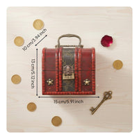 Red Wooden Storage Box with Lock Lockable Treasure Box Ideal Gift Vintage Wooden Treasure Chest for Desktop