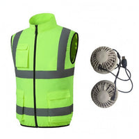 Fan Cooling Vest Reflective Sleeveless Cooling Vest Stand Collar