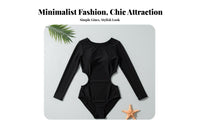 Black Long Sleeve Surfing Suit Streamlined Fit Long Sleeve Single Piece Swimsuit women's Surfing Suit Abdomen Control