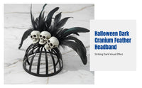 Halloween Skull Headband, Dark Feather Headpiece, Cosplay Victorian Performance Accessory