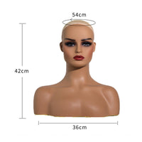 Mannequin Bust with Shoulders Smooth Hairpiece Display Head Realistic