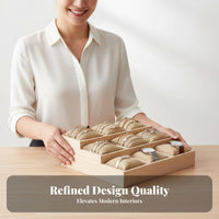 Jewelry Display Tray with Pillows Accessible Top Entry Watch Storage Organizer Multi-Compartment Bracelet Holder Abrasion