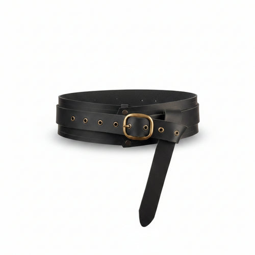 Clothing Accessory Wide Leather Waist Belt Long-Lasting Rectangular Buckle