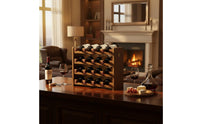 Freestanding Wine Organizer Easy Assembly Countertop Bottle Display Solid Wood