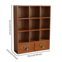 Wooden Desktop Organizer with Drawers Vintage-Style Desktop Organizer with Drawers Space-Saving for Vanity
