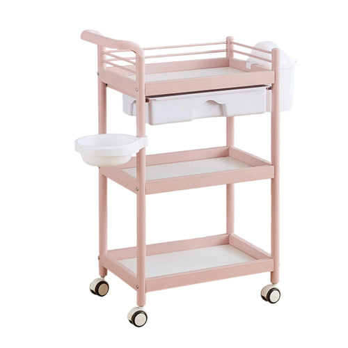 3-Tier Rolling Cart with Basin Mobile Salon Cart with Drawer Multi-Purpose