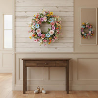 Vibrant Colors Seasonal Floret Wreath Handmade House Decoration Realistic Look for Wedding, Party