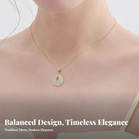 S925 Silver Jade Necklace Spiritual Gift Chinese Jade Donut Charm Necklace