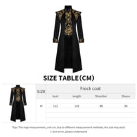 Medieval Steampunk Tailcoat Ornate Gold Embroidery for Cosplay