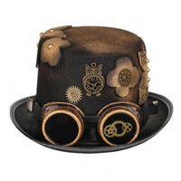 Eyepiece Top Hat Decorative Flower and Gear Headwear goldenGold Trim