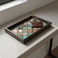 Vintage Design Tea Tray Retro Design Rectangular Walnut Vanity Tray for Bedroom