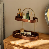 Desktop Storage Rack Compact Two-Tier Organizer Sturdy Desktop Organizer with Handle for Vanity