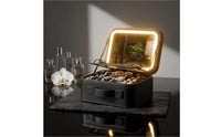 Portable Vanity Case with LED Mirror 3 Light Colors Beauty Storage Press Control