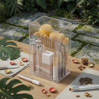 Acrylic Makeup Brush Holder Compartment Design Makeup Brush Holder Easy to Clear Beauty Storage for Vanity, Dressing Table, Washroom