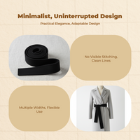 Universal Black Wool Coat Belt, Double-Sided, Formal Wear