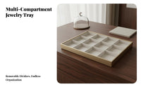 Jewelry Display Tray Gold-Tone Trim PU Leather Storage Tray PU Leather Jewelry Holder Elegant Design Long-Lasting Construction